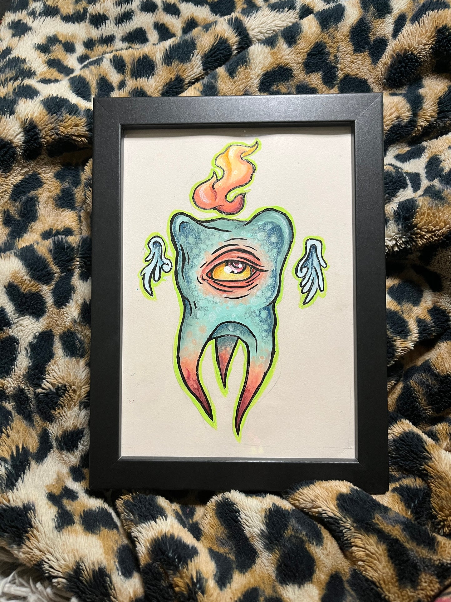 Sacred eye tooth mixed media 5”X 7” frames art