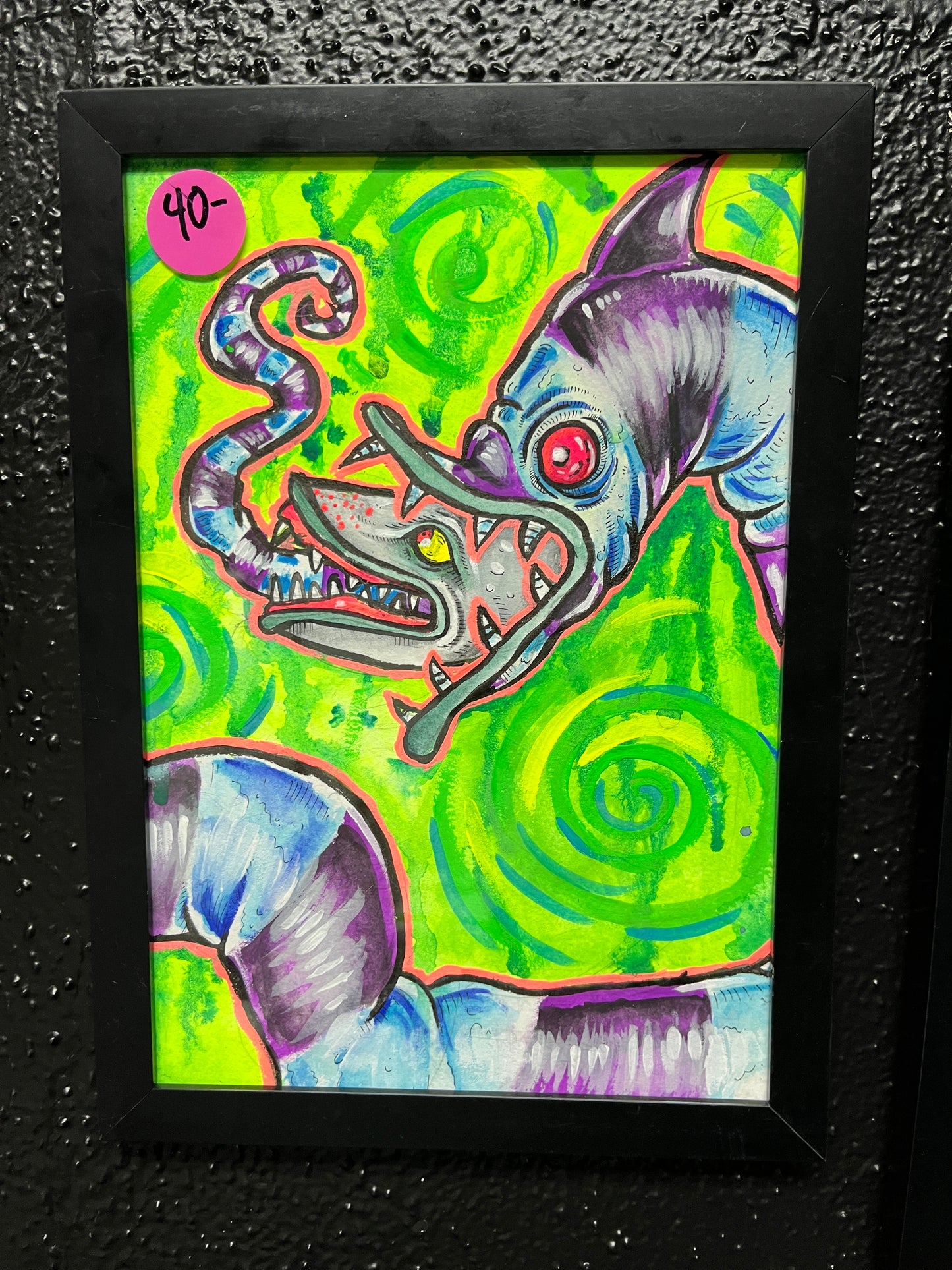 Desert black and white worm gouache painting original art piece 7x10 inches