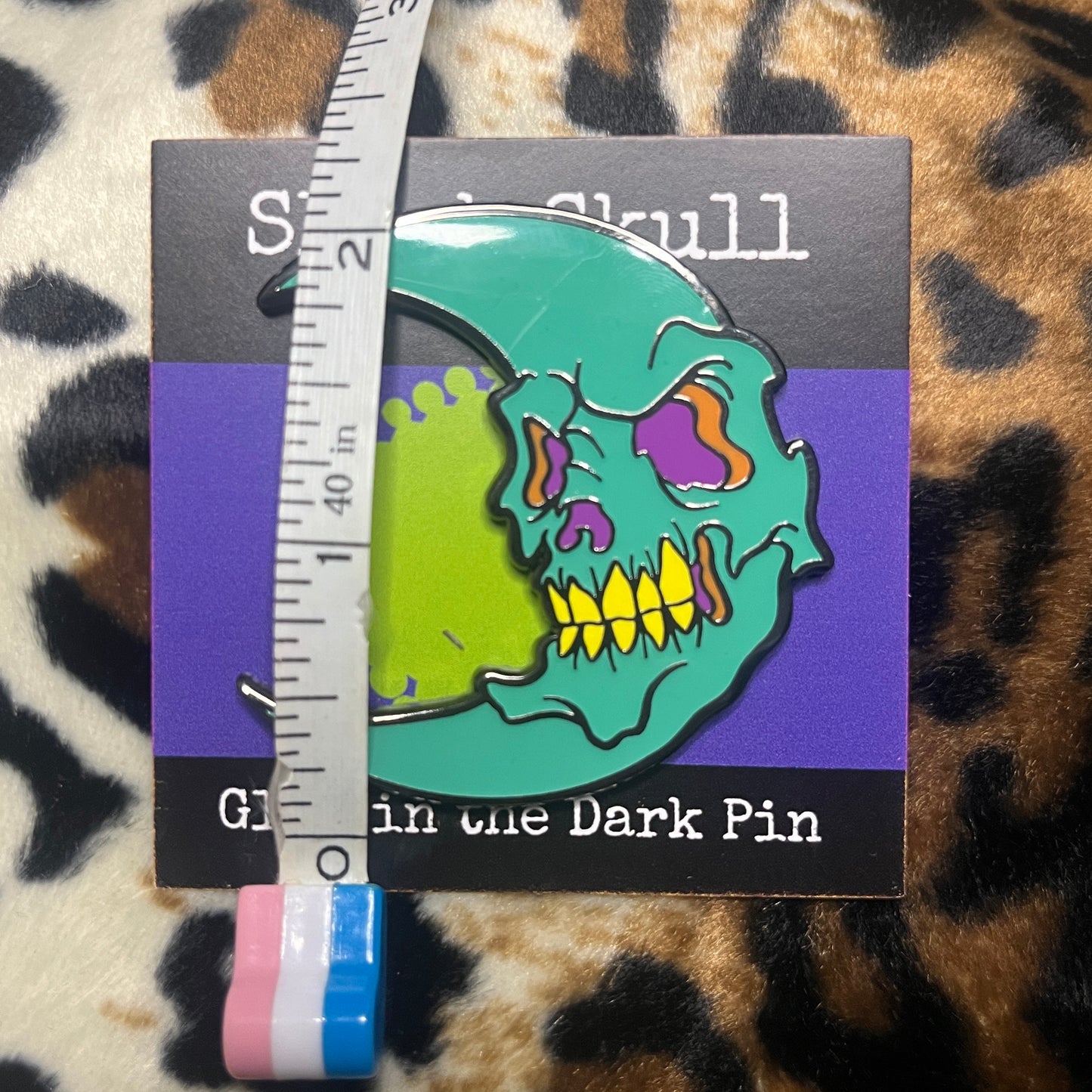 Skull moon pin glow teal edition