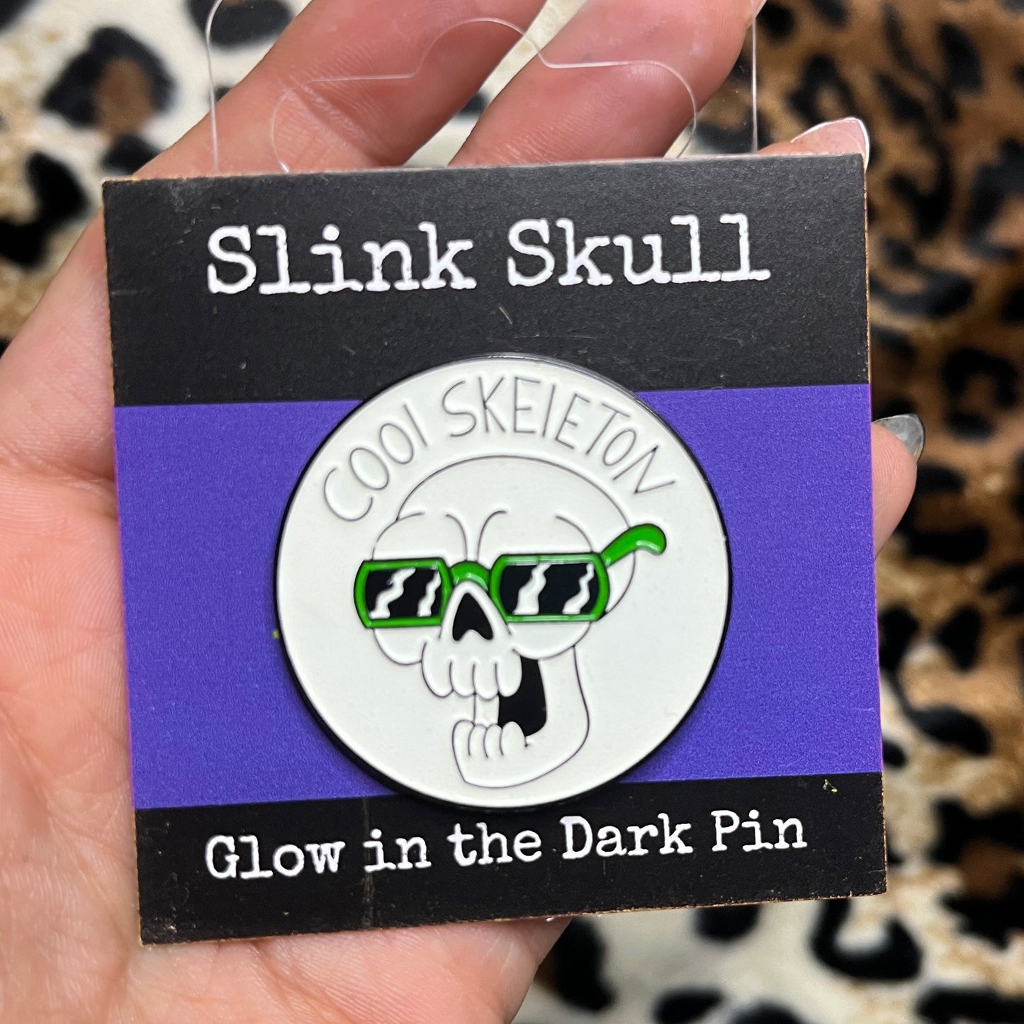 Cool Skeleton 1.5” glow in the dark soft enamel pin